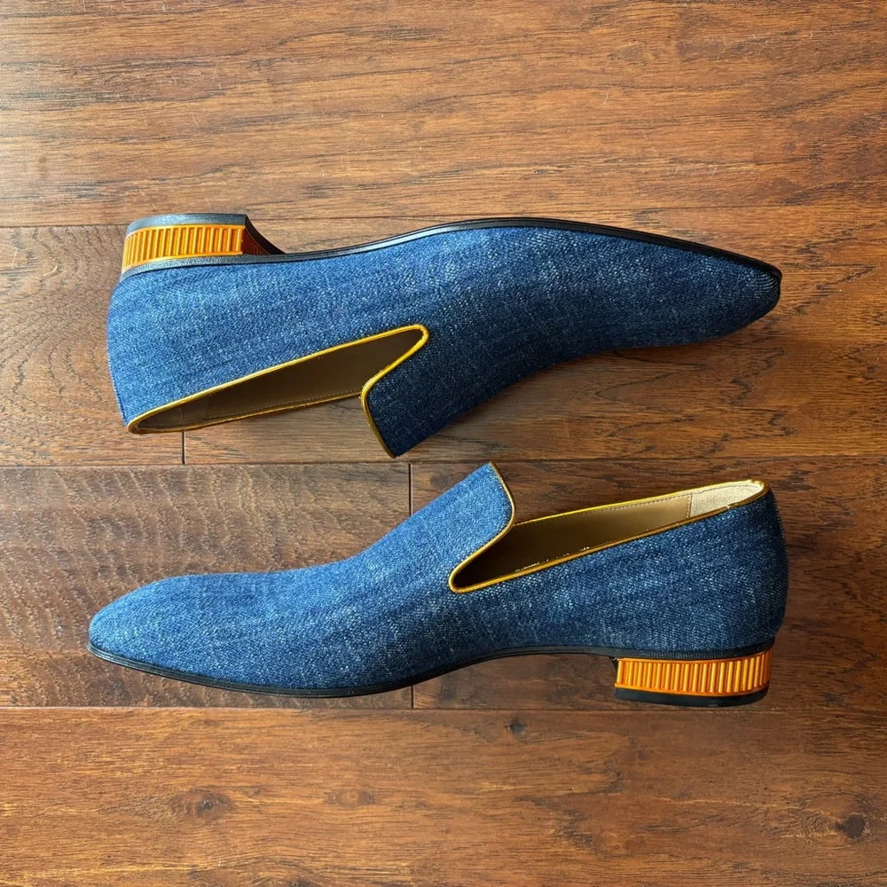 Christian Louboutin Colonnaki Denim Loafers Red Sole | Size EU 43 | NIB